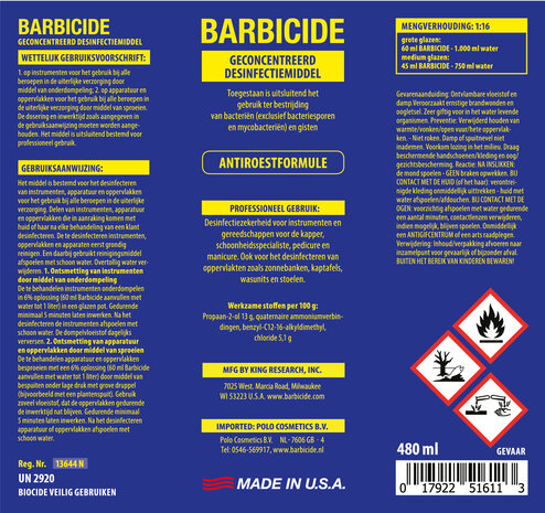 Barbicide desinfection 3.8L