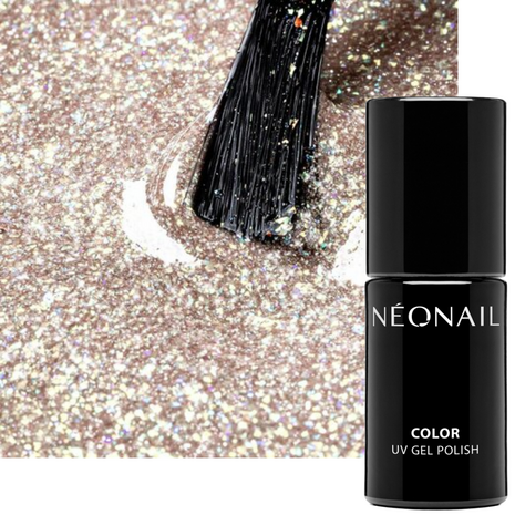 gelpolish in de kleur &#039;Yours To Stay&#039; van NEONAIL - gouden glitter tint